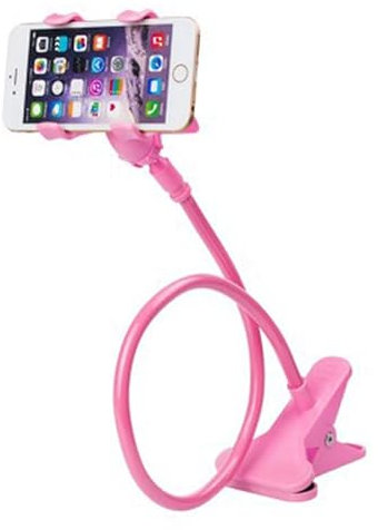 Rablue Phone Holder Bed Gooseneck Mount - Cell Phone Clamp Clip for Desk, Flexible Lazy Long Arm Headboard Bedside, Overhead Mount Stand, Lazy Cell Phone Clip Holder Gooseneck Clamp(Pink)