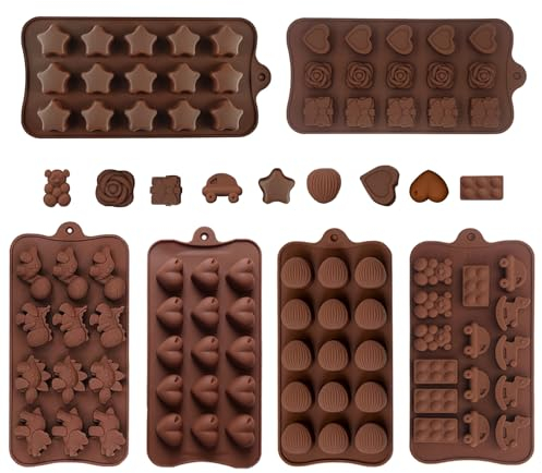 Schokoladenform Silikon, 6 Stück Pralinenform Silikon 21×10.5cm, Antihaft Silikon Schokoladenformen, 3d Schokolade Silikonform für Backen Schokolade SüßIgkeiten Eiswürfel