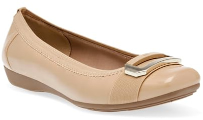 Anne Klein Women's Uplift Ballet Flat, Nude Patent, 7