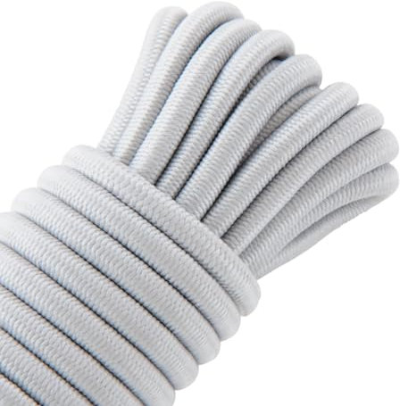 TENDAGGIMANIA Corda elastica per teloni BIANCA 20 METRI - Ideale per INTERNO/ESTERNO - Corda 8MM ∅ ALLUNGAMENTO 100% - Cordino elastico Made in Italy per Nautica, Teloni per esterno e altro ancora.