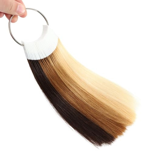 Human Hair Swatches Testing Color 5 Different Level Shades Natural Samples for Salon Color Rings 30 Pieces 8 Inch