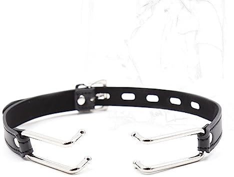 Bavaglio per bocca BDSM Bavaglio regolabile per controllo della bocca Bodnage Gag Gaping SM Bavaglio in metallo erotico Flirtare Giocattolo sessuale Adatto(Schwarz)