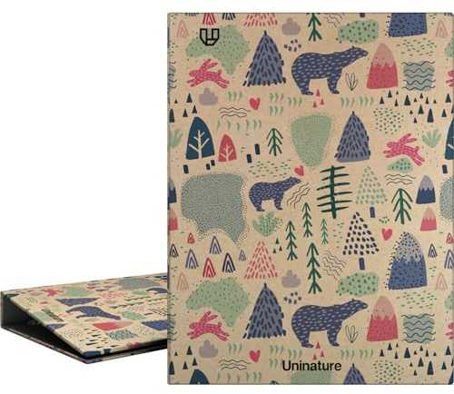 Unipapel - Miljövänlig A5-ringpärm 100% återvunnen kartong och papper, 4 ringar 20 mm runda, Uninature Design Alaska, FSC Recycled 100%, perfekt för anteckningar och organisering