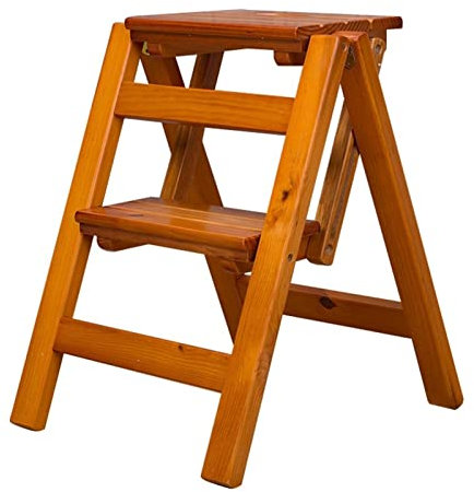Escalera plegable de madera multifuncional de 2 escalones para el hogar, la cocina y la biblioteca, estante compacto para silla de escalera, diseño que ahorra espacio (color: C)