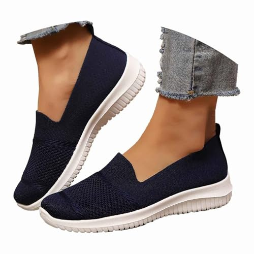 Schecker Mujer Sandalias Cerradas Y Ortopédicos Sneakers Clásicos Slip-On, Combinan Con Todo: Se Pueden Combinar Tanto Ropa Informal Como De Trabajo Zapatos Cómodos Casuales Mesh Transpirable Blu Navy