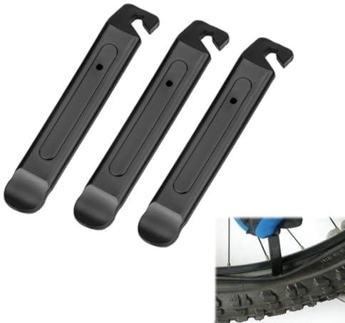 JRYXDS 3 Stück Reifenheber Fahrrad,Fahrradreifen Reparatur Werkzeug, Kunststoff Fahrrad,Tragbare Reifenwechsel Montagehebel Für Den Reifenwechsel(Schwarzer 10.5 X 1.7 Cm)