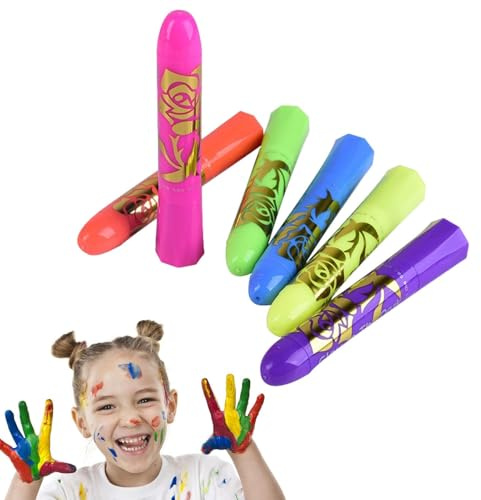 Xijobido Neon Face Paint - Makeup Neon Face Painting,Safe Crayon Washable Sticks for Masquerade Makeup Halloween Birthday Outdoor Club Adults Kids Party