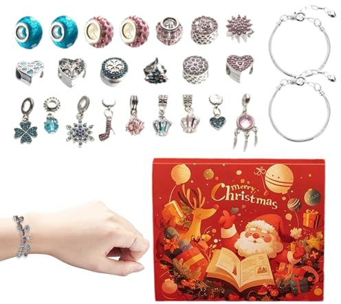 Huehkir Adventskalender - Armbänder Ohrringe Anhänger Charm - 24 Tage Weihnachtsschmuck Set - Für Valentinstag Thanksgiving Halloween Saisonale Feiertage Kinder Jugendliche Erwachsene