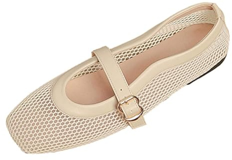 WWricotta Ballerines Mary Jane Maille Respirante Bout carré Confort Slip-on décontracté