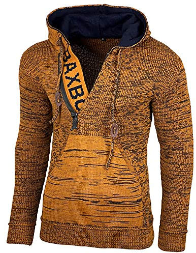 Kapuzenjacke Herren Winter Top Kapuzenpullover Reißverschluss Pulli Sweatshirt Jacke BB-277 Neu, Farbe:Camel, Größe:L