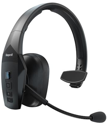 BlueParrott B550-XT Mono Bluetooth Wireless Headphones 96% Noise Canceling Over Head Trucker Headset with Mic, 100% Voice Control, IP54-Rated Protection, 24 hrs. Talk Time, Black