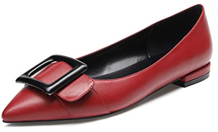Castamere Chaussures Plates Femme Bout Pointu Ballerines Mode Escarpins PU Bourgogne Escarpin EU 36.5