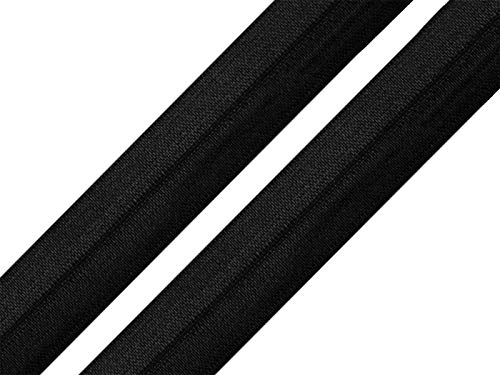 25m Falzgummi 20mm Faltgummi elastisches Einfassband Schrägband Saumband Farbwahl, Farbe:schwarz
