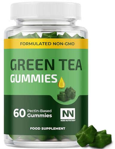 Green Tea Thermogenic Gummies | Metabolism, Workout & Appetite Support Supplements for Women & Men | 45% EGCG with Green Coffee Bean Extract & Raspberry Ketones | Keto Diet Friendly, Apple Flavor 60ct