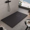 Essence ArredoBagno Duschtasse aus Harz, 150 x 100 cm, Steinoptik, rutschfest, mit Gelcoat, Modell Rome schwarz, Gitter und Ablaufgarnitur inklusive