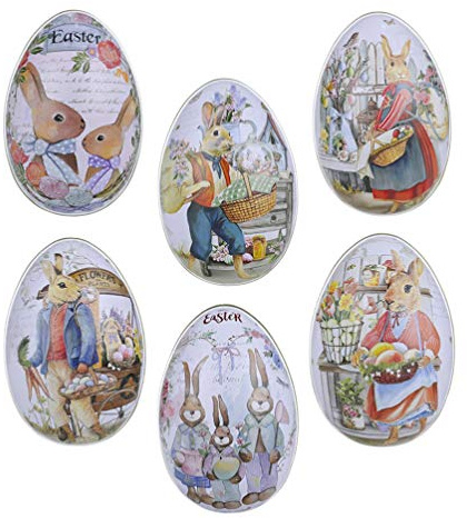 TOYANDONA 6pcs Easter Egg Tin Box Easter Bunny Metal Candy Box Fillable Easter Eggs Metal Empty Shells Basket Stuffers Toys for Kids Easter Egg Hunt Party Favors L