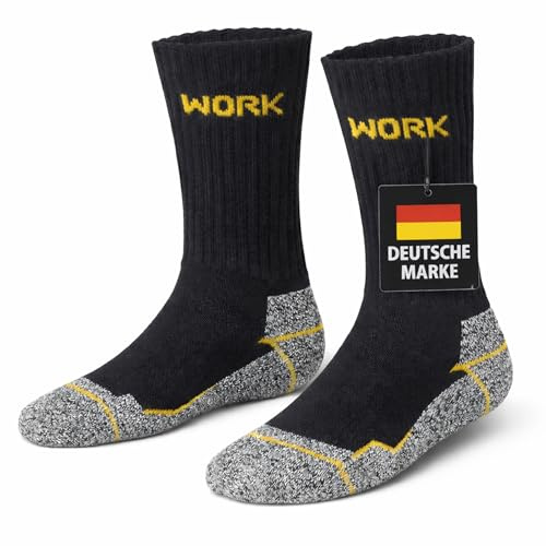 MOUNTREX® Lot de 10/20 paires de chaussettes de travail pour homme, Noir - 10 paires, 47-50