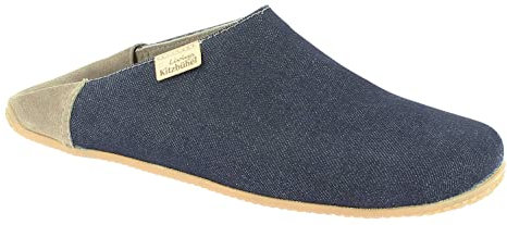 Living Kitzbühel Unisex Pantoffel mit Lederkappe Hausschuh, Dark Denim, 45 EU