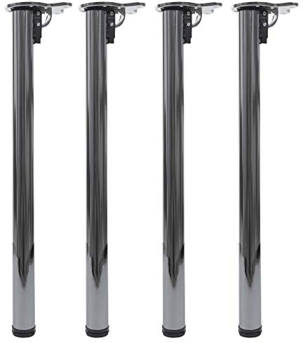 Mendler 4er-Set Tischbein HWC-H34AM, für Schreibtisch Esstischfuß Tischgestell, klappbar 72cm - Edelstahl-Optik