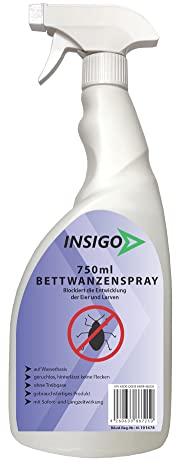INSIGO Bettwanzenspray 750ml | Hochwirksam gegen Bettwanzen | Mittel Gegen Wanzen deren Larven & Eier | Bettwanzen Bekämpfung