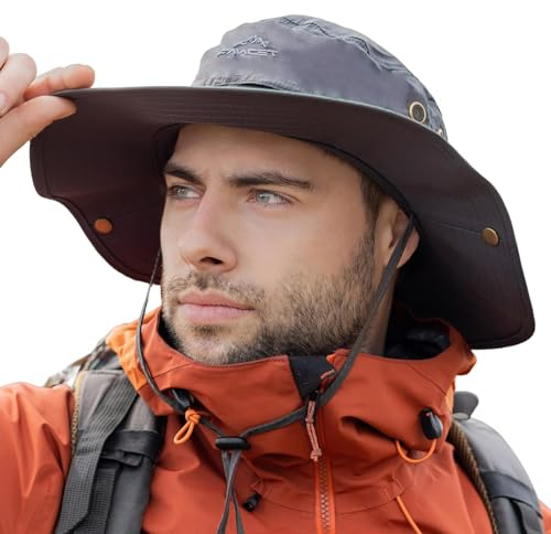 TOP-EX XL/XXL herr solhatt brett brätte UPF 50+ och vattentät, stora utomhussommarhattar för promenader vandring fiske camping vandring segling, vikbar justerbar andningsbar 54–66 cm | UVCoolix™ Nylonskal, brett brätte, justerbar passform, lätt, packbar, vikbar, maskintvättbar, vippjusterare