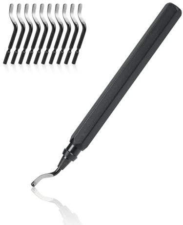 Entgratwerkzeug flintronic Entgrater Werkzeug Universal, Metallgriff Handentgrater mit 10 Stück Ersatzklingen, 360° Rotierender Klinge Schneidwerkzeug für 3D Drucker, Kunststoff, Aluminium