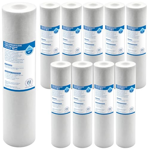 Cartouches filtrantes à sédiments en polypropylène 10 pouces – Lot de 10, 1 micron, éliminent efficacement les particules de saleté, durée max. 6 mois