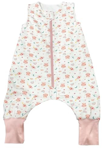 WYTbaby Baby Sleeping Bag 1.0 Tog With Legs, 100% Cotton Sleeveless Baby Sleep Sack Toddler Wearable Blanket For Boys and Girls, 80cm/2-3 Years