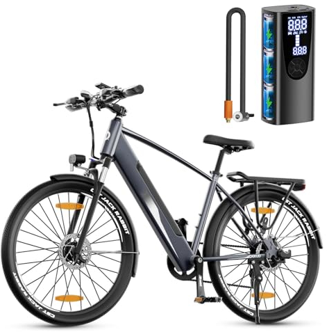 Delgeo 27,5'' Elektrofahrrad,Trekkingrad e-City Fahrrad mit 36V 13Ah Li-Ion Akku, Reichweite bis zu 100KM im Hybridmodus, 250W Motor, EU-konform (Grau)