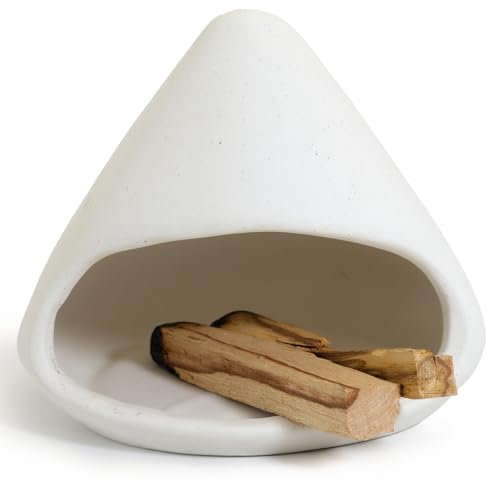BEYLAB Escultura de Arcilla Palo Santo Soporte Quemador de Incienso de cerámica para Palos de Madera, Salvia e Incienso Cono Plato Cuenco purificador energía Regalo Hecho a Mano para cursos(Blanco)