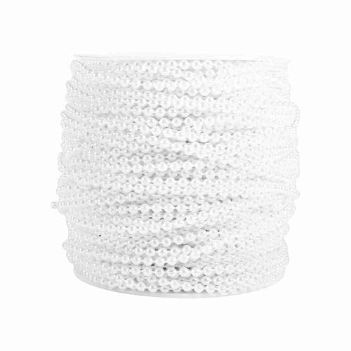 50 m rulle 3 mm fiskelina pärlor kedja pärlor kedja girlang bröllop dekoration bordsuppsatser (vit)