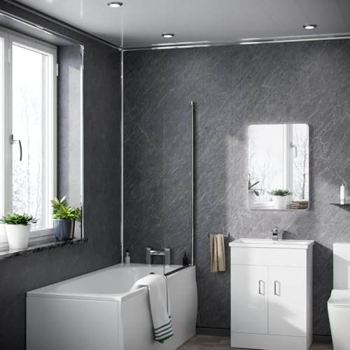 Nes Home PVC Cladding Shower Panel 2400 x 1000 x 10mm Slate Dark Grey