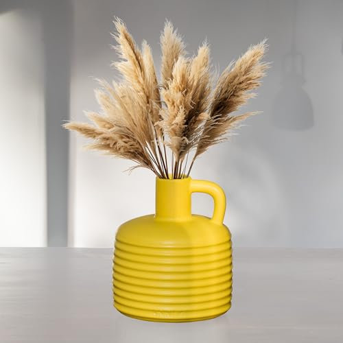 ANNEX Handgefertigt Keramik Blumenvase | Große Buch Vase, Modern und als Bodenvase für Zimmer Deko: Wohnzimmer, Zimmer, Badezimmer & Schlafzimmer | Boho Stil, Pampasgras, Keine Glasvase, Dekoration