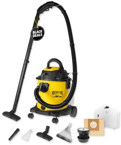 MISTER TOOL Nass-/Trockensauger, Polsterreiniger, Waschsauger, Nasssauger für Teppich, Auto, Polster & Mehr inkl. Staubsaugerbeutel, HEPA-Filter, 20 Liter Tank, 1200 W