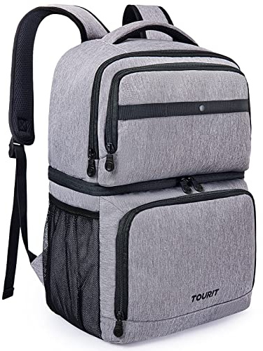 TOURIT Cooler Backpack with Double Deck, Insulated Cooler for Men Women Leakproof Lunch Bag for Camping, Picnic, Hiking, Beach, Park