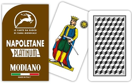 Modiano Napoletane Marrone Platinum NOVITÀ – Carte da gioco regionali napoletane in plastica 100% – Scopa Briscola Tresette Solitari – 100% Made in Italy