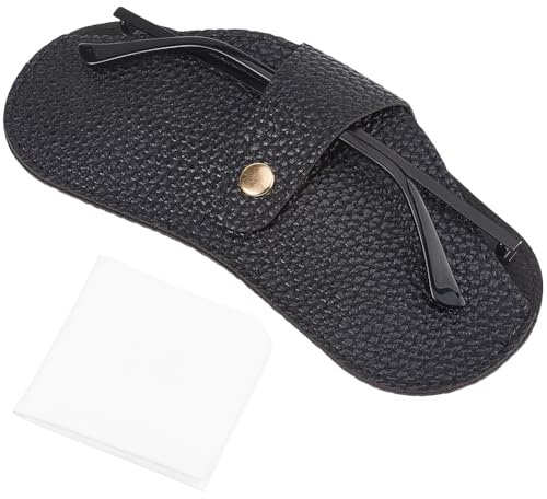 CREATCABIN Étui à lunettes en cuir fin souple et portable – Housse de protection légère – Cadeau pour homme et femme – Noir – 17 x 8 cm