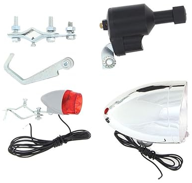 BESPORTBLE Luces para Bicicleta con Dinamo De Fricción Faro Delantero y Luz Trasera LED Incluye Máquina De Molido y Clip Hierro para Montaña Uso Nocturno