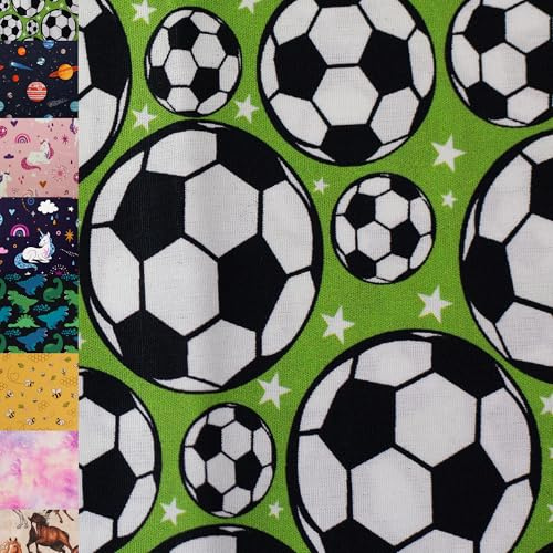 MAGAM-Stoffe Niklas Kinder Baumwollstoff ÖKO-TEX Meterware ab 50cm (Fussball grün)