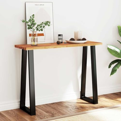 Teenpull Console Table Tree Edge 110 x 35 x 80 cm, Solid Acacia Wood, U-Shaped Legs, for Living Room, Hallway, Bedroom