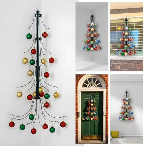Otoolling 24 Inch Wall Wire Christmas Tree Ornaments Display Detachable Christmas Tree Ornament Display Stand for Hanging Xmas Bell for Wall Corner Door Saving Indoor Decor