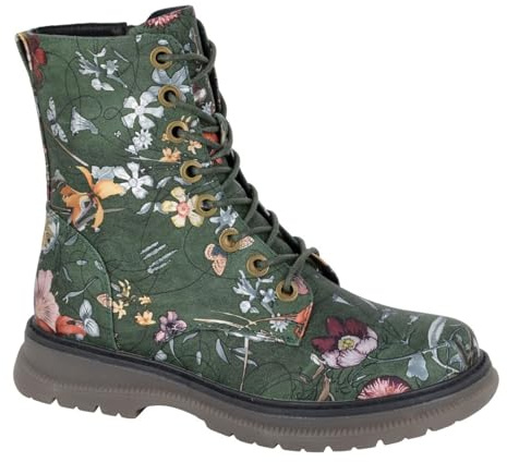 Cipriata Womens/Ladies Annetta Combat Boots (8 UK) (Green Floral)