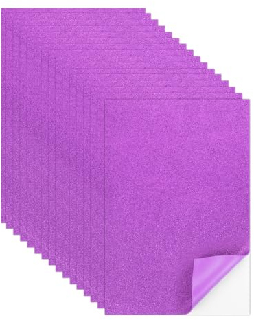 QUARKZMAN 15 Hojas De Goma EVA Brillante Moradas Con Adhesivo, 8x12 Pulgadas Hojas De Goma EVA Autoadhesivas Brillantes, Pegatinas De Papel EVA Para Manualidades, Decoración De Fiestas DIY