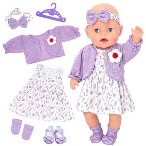 Vestiti per bambole da 30-45 cm + scarpe in pelle con fiocco viola