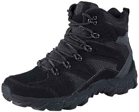 Botas militares para hombre, con cremallera lateral, botas tácticas, senderismo, motocicleta, botas de combate de gamuza y malla, transpirables, zapatos de combate al aire libre para senderismo, caza