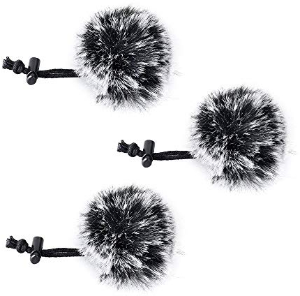 COMICA 3 Stücke Fell Windschutz für Mikrofon, Mini Fell Windschutzscheibe Muff, Wind- & Pop-Filter für Lavalier/VideoMic/Handy Mikrofon (Grey)