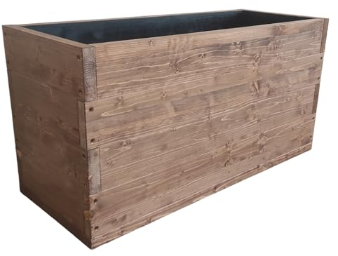 TOTAL WOOD 2012 Pflanzgefäß in Holztopfhalter Topf für Pflanzen mit Teerschicht innen Verwendung im Innen- und Außenbereich 100x40x50 cm imprägniert Dunkelwalnuss ummantelt Auch nach Maß!