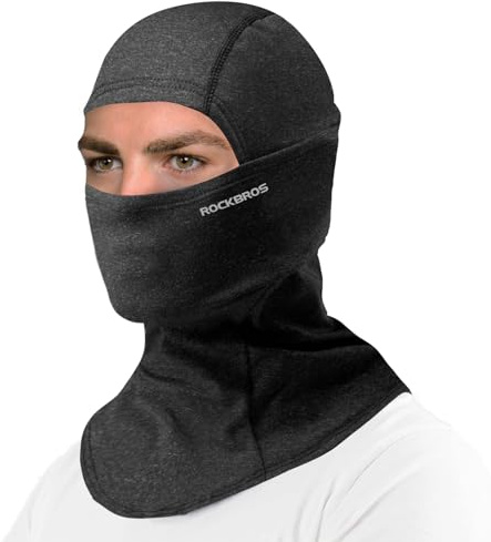 ROCKBROS Cold Weather Balaclava Ski Mask for Men Windproof Thermal Winter Scarf Mask Women Neck Warmer Hood for Cycling Black Grey