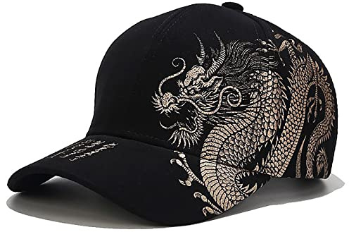XYIYI Dragon Black Original Classic Cotton Baseball Cap Adjustable Dad Hat Unconstructed Plain Cap