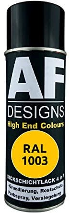 Alex Flittner Designs Peinture antirouille 4 en 1 RAL 1003 - Jaune signal - Peinture de protection pour métal - Spray de peinture antirouille